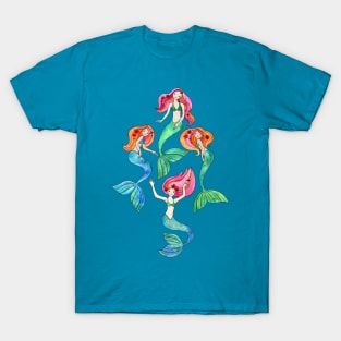 Merry Mermaids in Watercolor T-Shirt